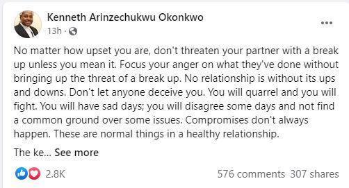 Actor kenneth Okonkwo advises couples