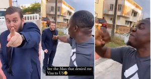 Nigerian Man Bumps Into 'Oyinbo' Who Denied Him Visa to US, Confronts Him(Video)