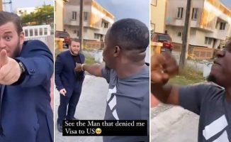 Nigerian Man Bumps Into 'Oyinbo' Who Denied Him Visa to US, Confronts Him(Video)
