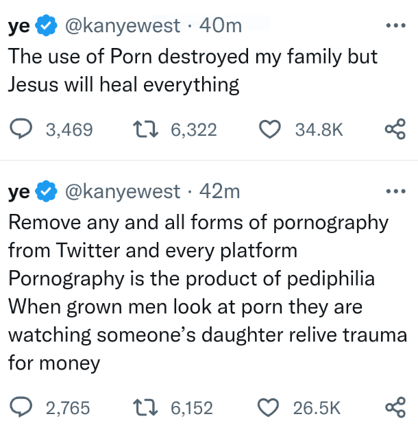 Kanye West Restates Claim That Pornography destroyed His Family, Says Jesus Will Heal Everything